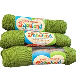 Vintage Red Heart Fabulend Wool/Acrylic Worsted Yarn Lot Of 3 Dark Olive NEW
